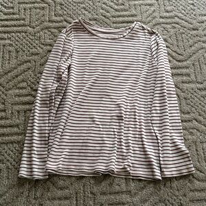 Time and Tru Rust and White Striped Top